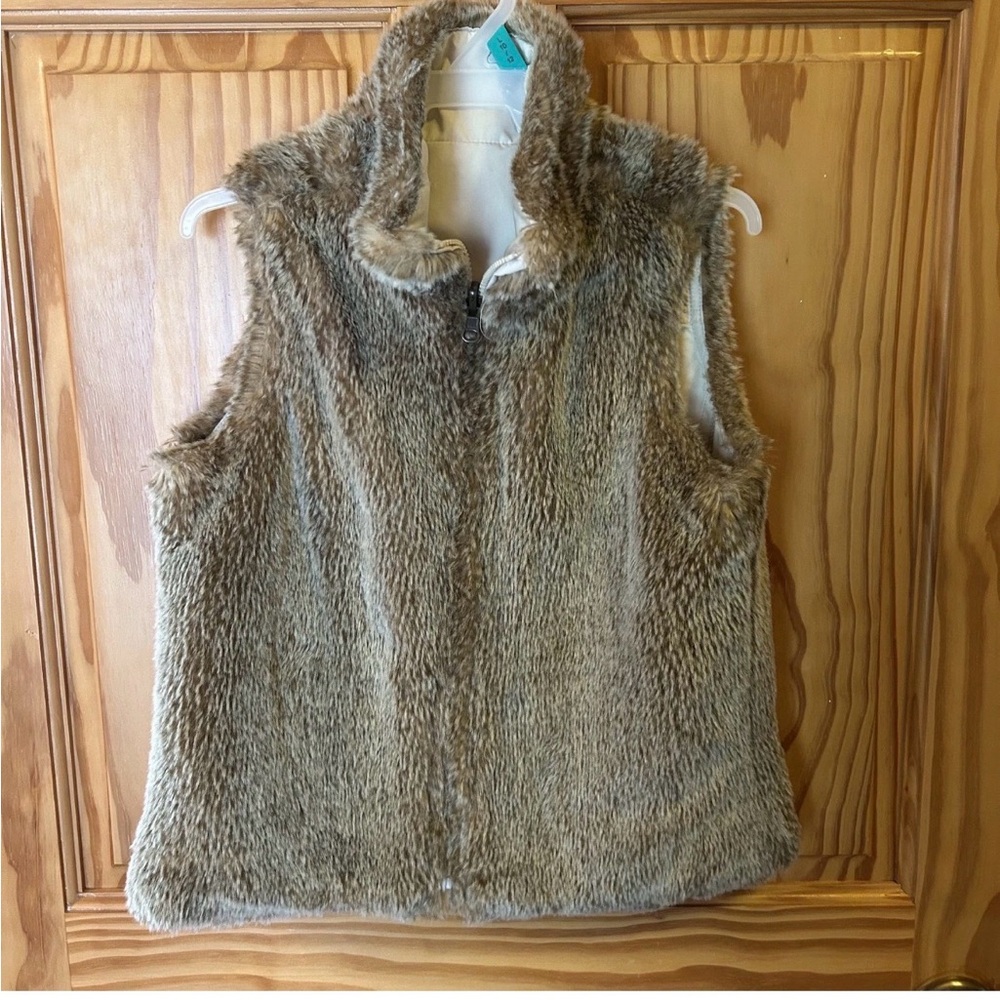 Gap Girls Reversible Faux Fur Vest in Brown